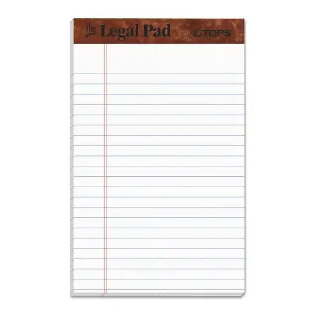 "The Legal Pad" Ruled Perforated Pads, Narrow Rule, 50 White 5 X 8 Sheets, Dozen