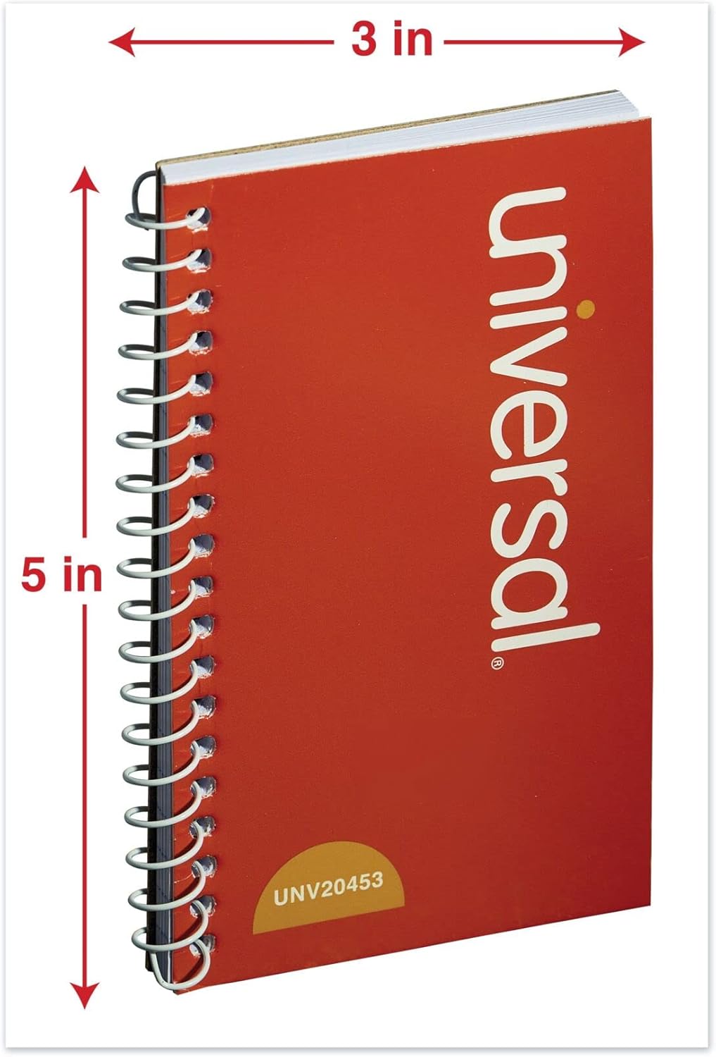 Universal 5 in. x 3 in. Wirebound Narrow Rule Memo Book - Red Cover (12/Pack)