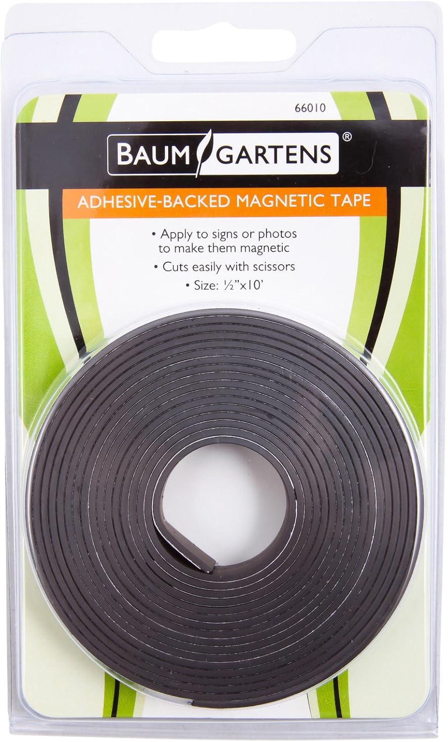 Adhesive-Backed Magnetic Tape, 0.5" x 10 ft, Black