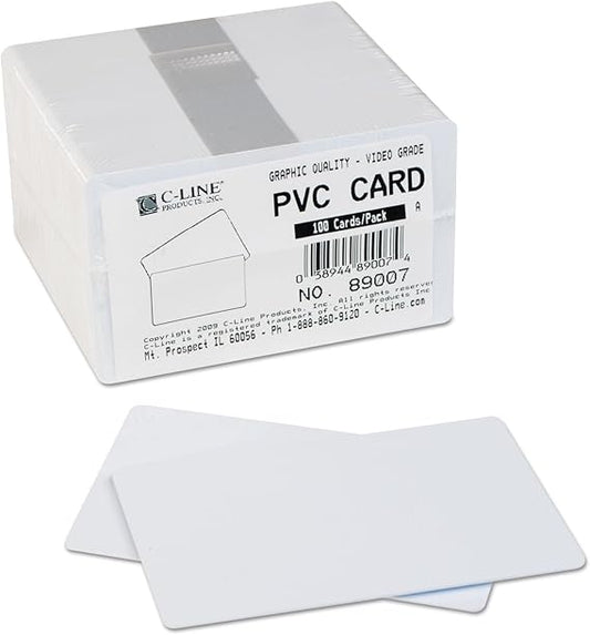 PVC ID Badge Card, 3.38 x 2.13, White, 100/Pack