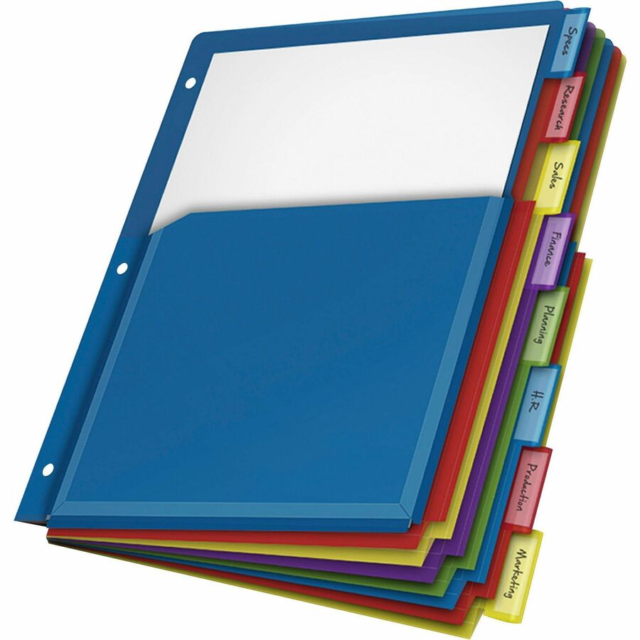 Expanding Pocket Index Dividers, 8-Tab, 11 x 8.5, Assorted, 1 Set