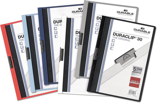 Duraclip Report Cover, Clip Fastener, 8.5 X 11, Clear/black, 25/box