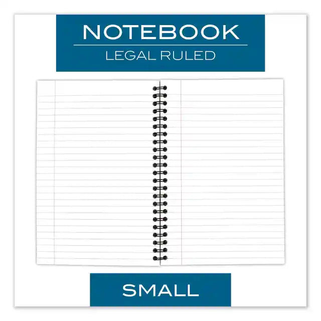 Wirebound Business Notebook, 1-Subject, Wide/Legal Rule, Black Linen Cover, (80) 8 x 5 Sheets