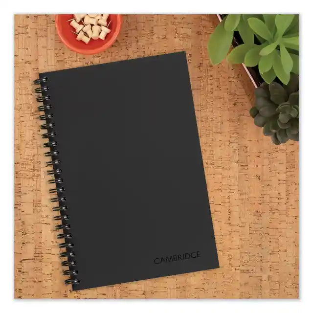 Wirebound Business Notebook, 1-Subject, Wide/Legal Rule, Black Linen Cover, (80) 8 x 5 Sheets