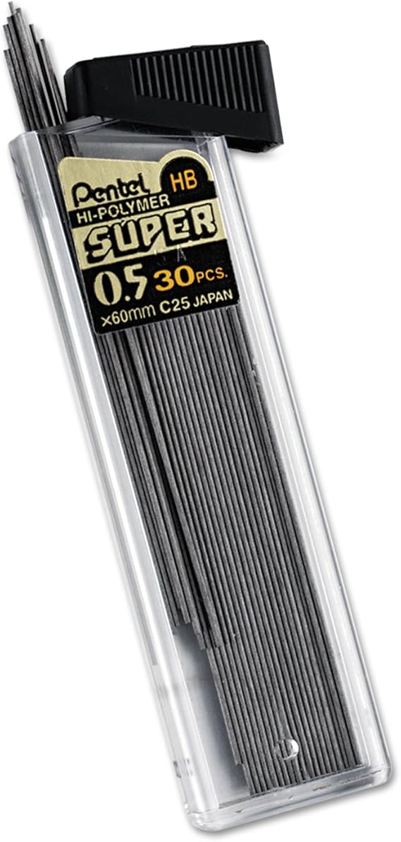 Super Hi-Polymer Lead Refills, 0.5 Mm, Hb, Black, 30/tube