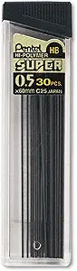 Super Hi-Polymer Lead Refills, 0.5 Mm, Hb, Black, 30/tube