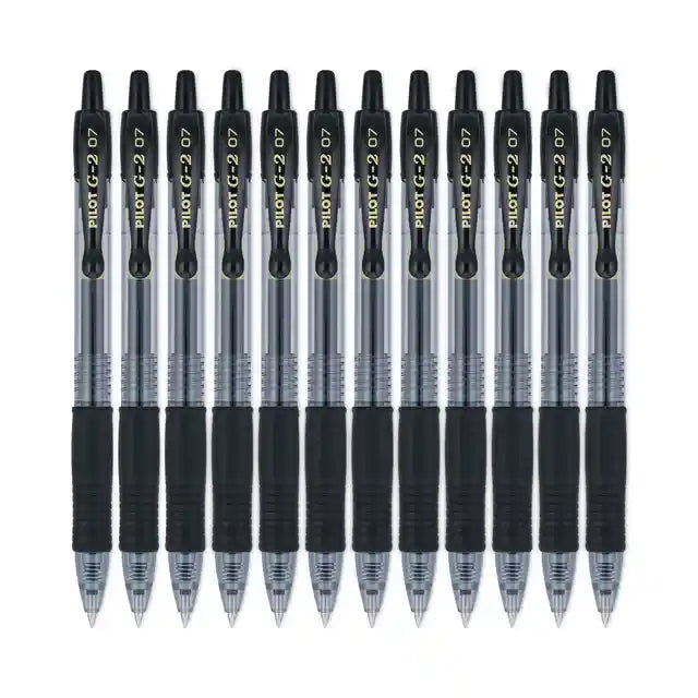 G2 Premium Gel Pen, Retractable, Fine 0.7 mm, Black Ink, Smoke/Black Barrel, Dozen