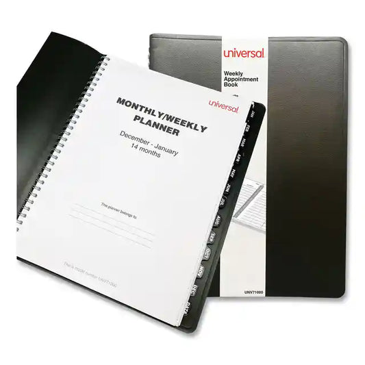 Weekly Planner, 11 x 8, Black Cover, 14-Month, Dec 2023 to Jan 2025