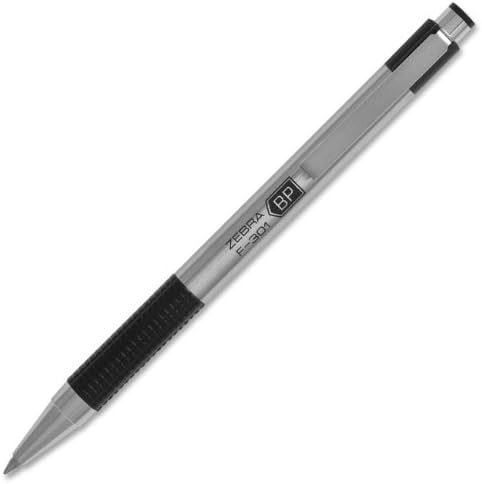 F-301 Ballpoint Pen, Retractable, Fine 0.7 Mm, Black Ink, Stainless Steel/black Barrel