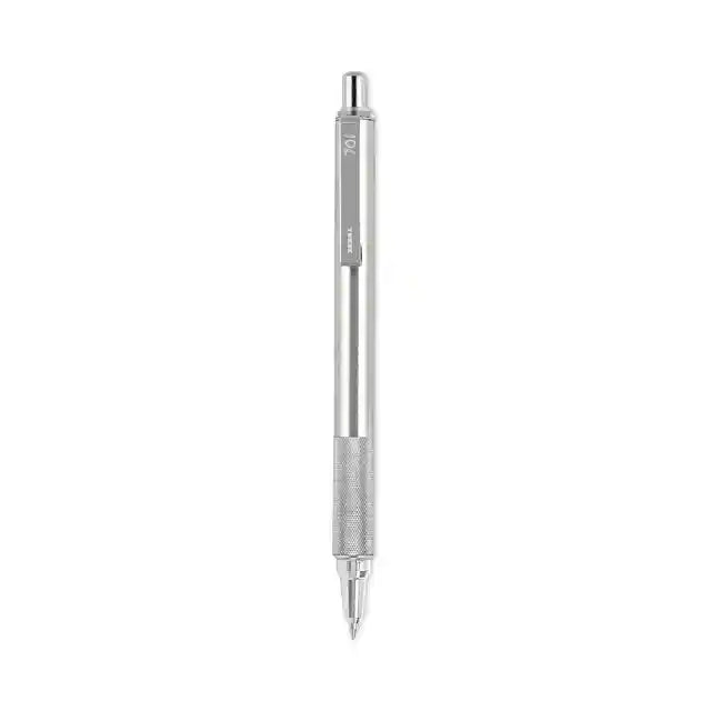 F-701 Ballpoint Pen, Retractable, Fine 0.7 Mm, Black Ink, Stainless Steel/black Barrel