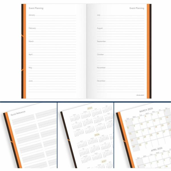 One-Day-Per-Page Planning Notebook - 9 x 6 - Dark Brown/Orange Cover